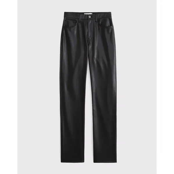 Abercrombie & Fitch 90s Straight Ultra High Rise Vegan Leather Pants Black 27 - Image 2