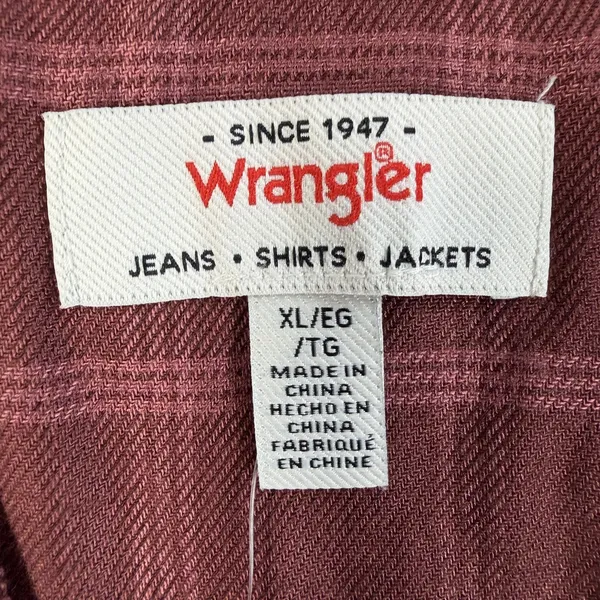 Wrangler Women's XL Burgundy Plaid Pleated V-Neck 3/4 Sleeve Peasant Blouse Top - Image 5