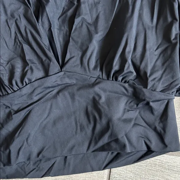 Garage Black Long Sleeve Cropped Wrap-Style Top - Image 3