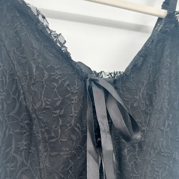 Mixed Threads Womens Y2K Black Lace Tie Front‎ Corset Going Out Top Bustier XS - Image 2