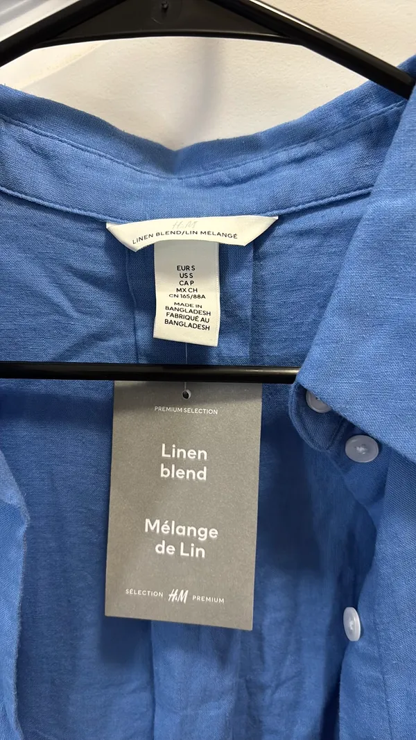 H&M Linen Top Blue - Image 4