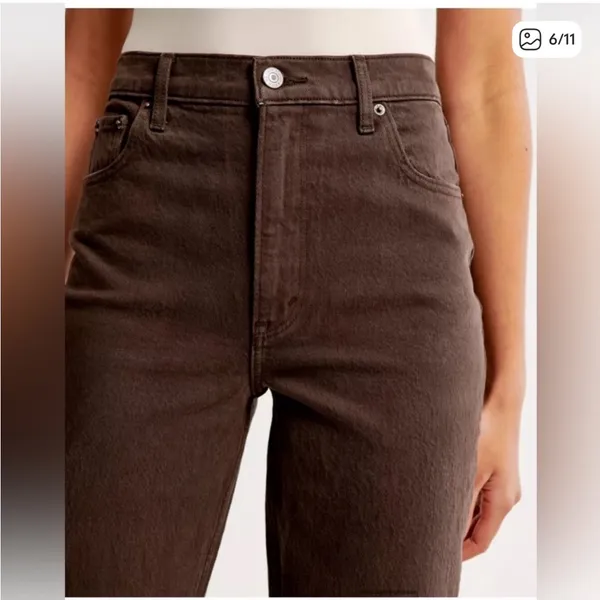 A&F Ultra High Rise 90s Straight Jean in Brown - 26S Curve Love - Image 6