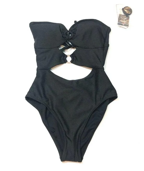 Hula Honey Black ribbed one piece swimsuit - Image 4