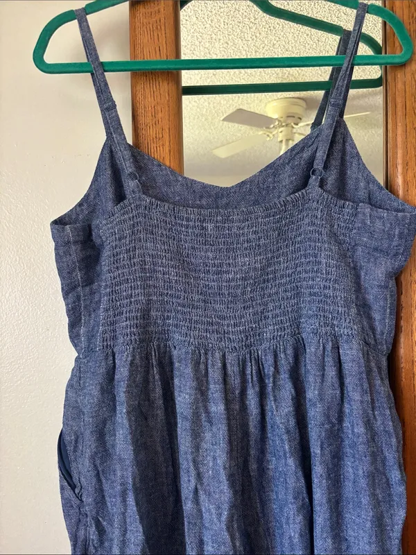 Old Navy XL Chambray Linen Blend Wide Leg Jumpsuit | Adjustable Straps | Pockets - Image 4