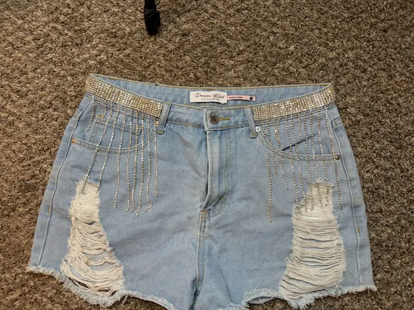 Denim Blvd Shorts Distressed rhinestones  - Image 3