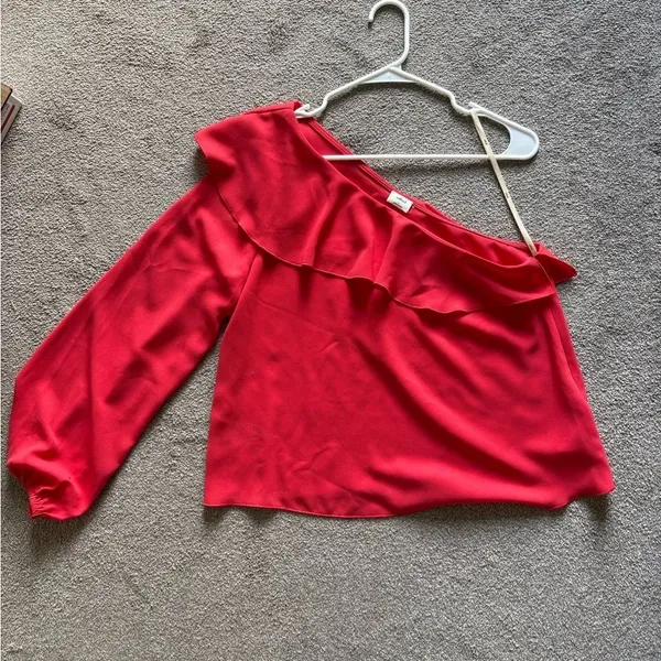 Aritzia Wilfred Red One-Shoulder Blouse - L - Image 2