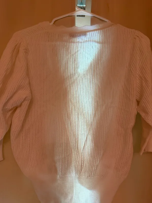 Grace Karin White Scalloped V-Neck Knit Cardigan - Image 5