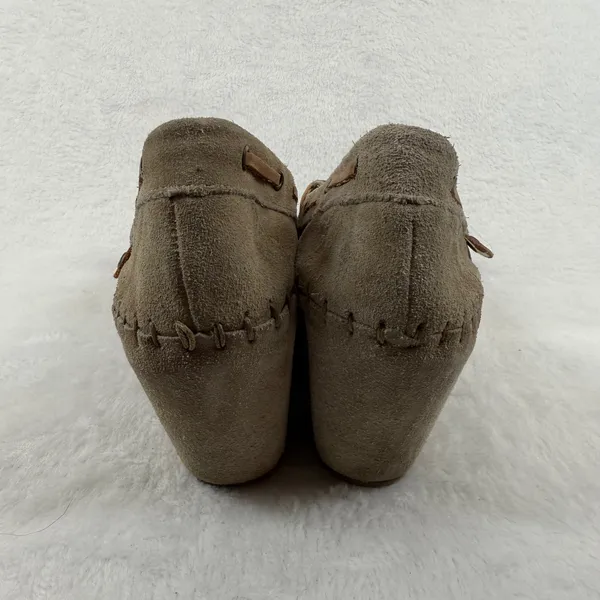 Soul of Africa Suede Leather Wedge‎ Mocassin Loafers Taupe Brown Size 10 US - Image 8