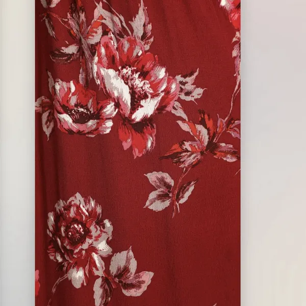 NWT‎ Lulus Total Perfection Burgundy Floral Print Tie-Back Midi Dress SMALL - Image 7