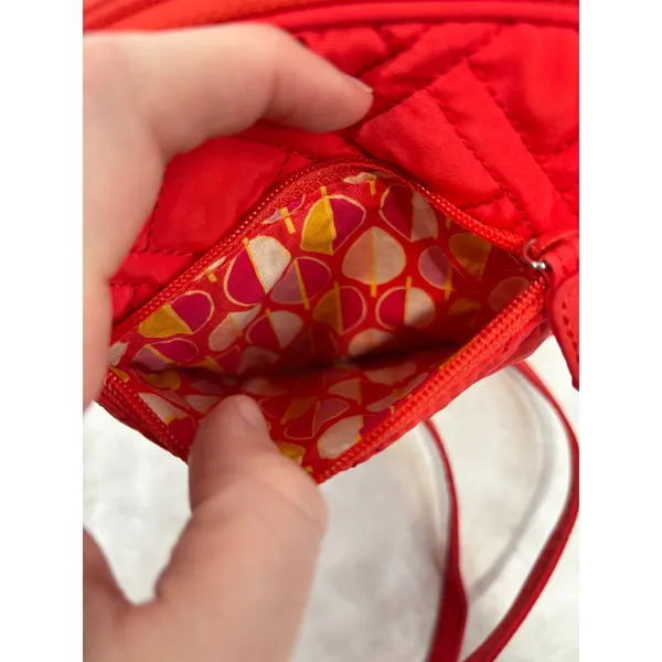Vera Bradley Red Quilted Crossbody Bag Flap ID Window Wallet Purse - Image 8