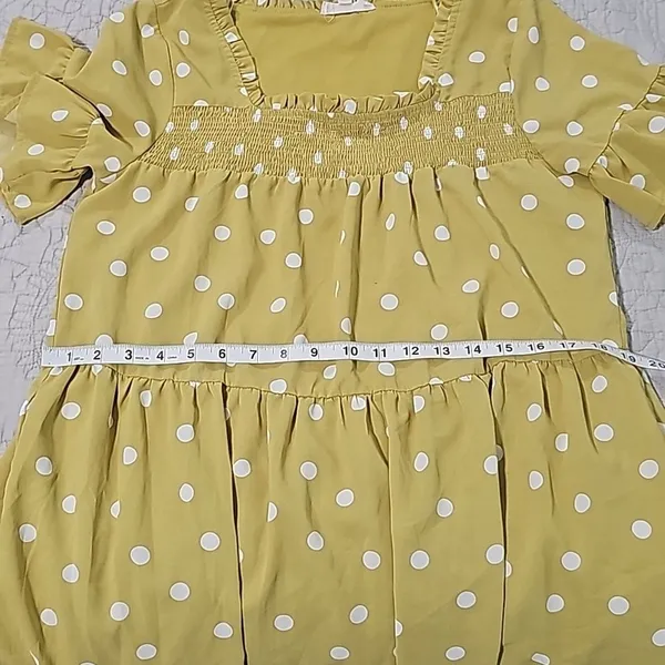 Entro‎ Polka Ruffle Short Dress Yellow Small - Image 8