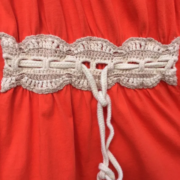 Orange Short Sleeve Top with lace Detail - Image 5