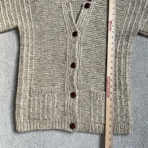 Casa Chia Vtg. 100% Wool Cardigan Sweater Bell Sleeves Cottagecore Beige Size L - Image 13