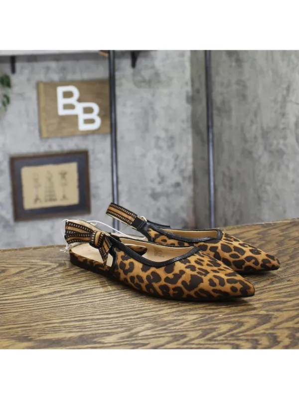 NWT A New Day Womens London Sling Back Flats Sandals 94303556 Cheetah Brown 7.5M - Image 2