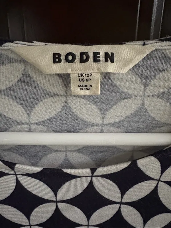 Like New Boden Thea Long Sleeve Midi Dress Navy White Size 6 - Image 3