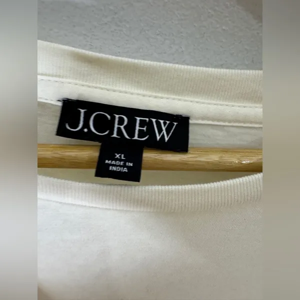 J Crew‎ Crochet Trim Puff Sleeve Long Sleeve T-shirt Cream Size XL - Image 4
