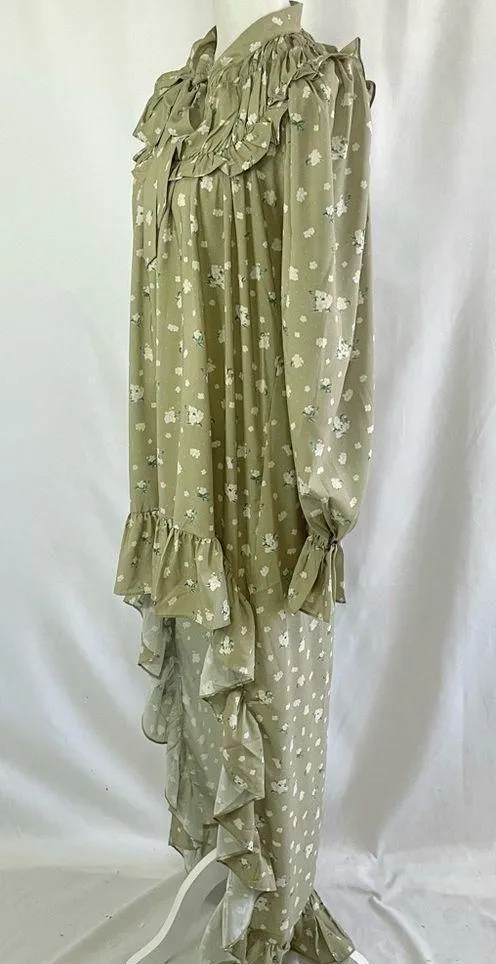 We Wore What New Floral Tie Neck Long Sleeve High Low Dress Green Size Small - Image 8