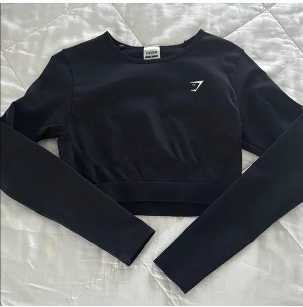 Gymshark Everyday Seamless Long Sleeve Crop Top Black S Estimated - Image 2