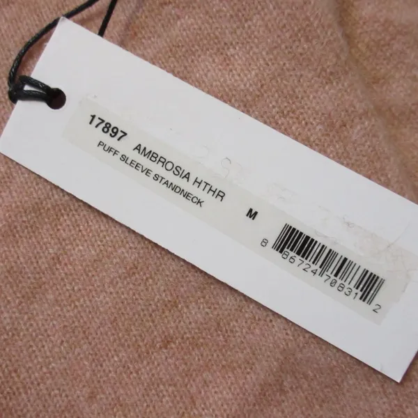 NWT White + Warren Cashmere Puff Sleeve Standneck in Ambrosia Heather Sweater M - Image 4