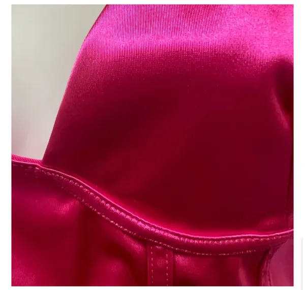 UNBRANDED Hot Pink Satin Corset Crop Top - Image 4