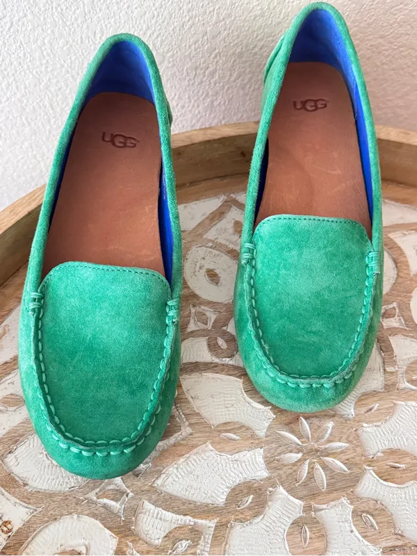 UGG Bright Green Suede Slip-On Loafers - Image 2