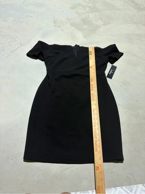 Lulus NWT Off-the-Shoulder Black mini Dress medium - Image 3