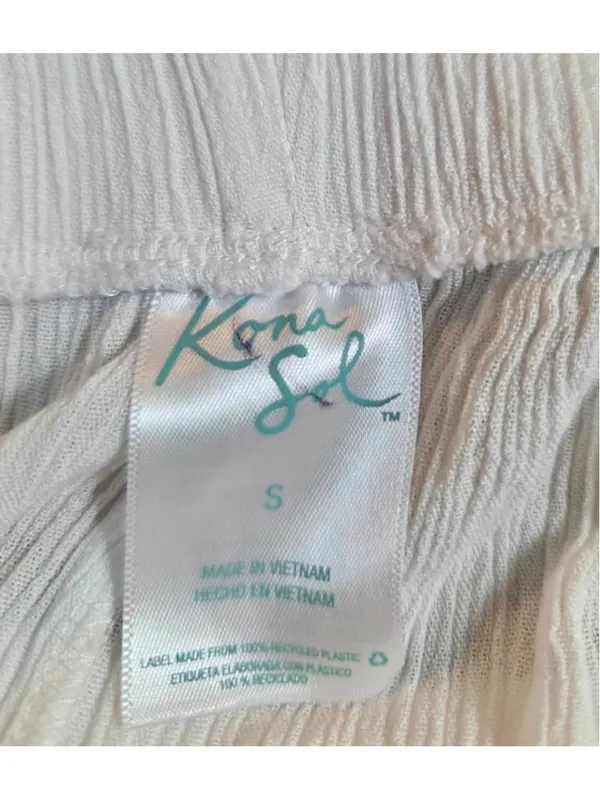 Kona Sol Women’s Crinkle Gauze Wrap Tie Front Beach Cover-Up Pants White S W-235 - Image 3