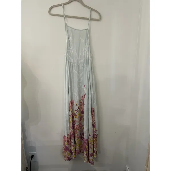 Intimately Free People Blue Floral Embrace It Maxi Dress Open Back S Square Neck - Image 12
