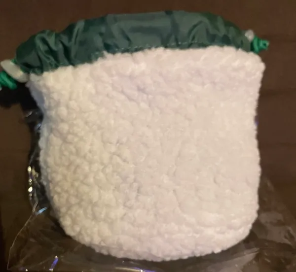 Christmas Tree Sherpa Drawstring Bag White - Image 4