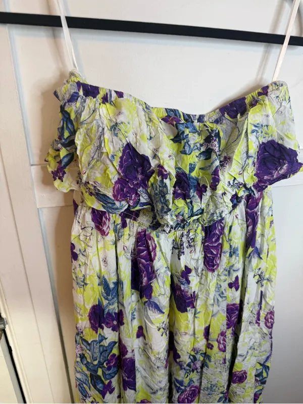 Torrid Challis Floral Strapless Tiered Ruffle Maxi Dress - Image 7
