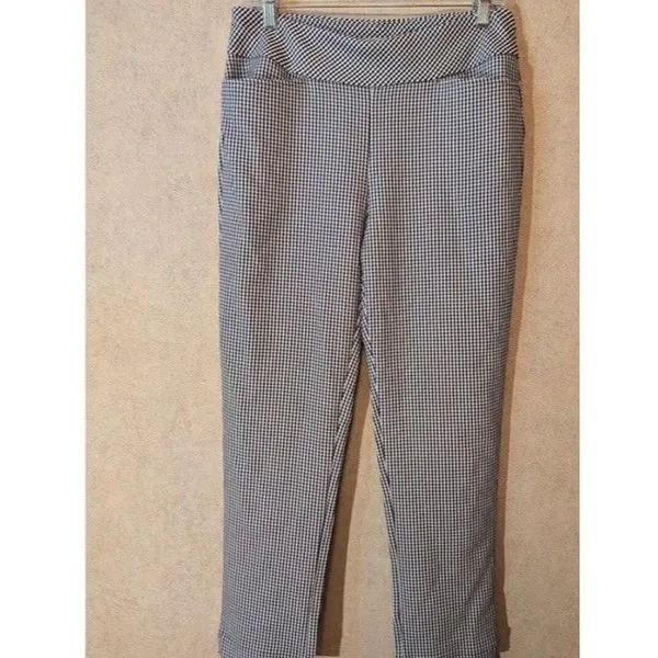 Acegolfs Eagle Performance Pull On Stretch Ankle Pant Black White Gingham Sz S - Image 2