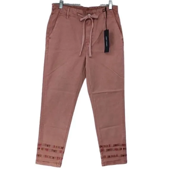 Driftwood Mauve Embroidered Stitch Cuffed Leg Pants(Size Small) - Image 3