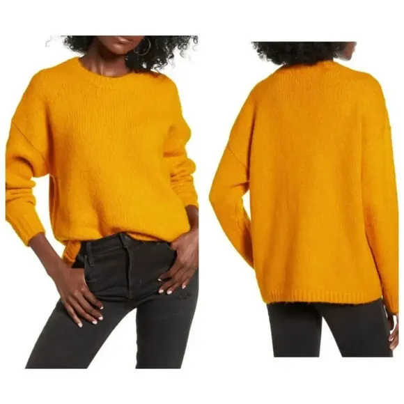 NEW Cotton Emporium Women's Size Medium Mustard Yellow Rib Knit Sweater - Image 2