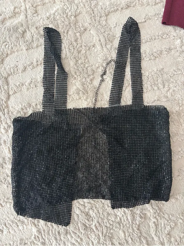 Revolve superdown Black Sequin Square Neck Crop Top - Image 5