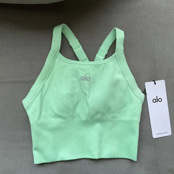 Alo Yoga Seamless Ribbed Favorite Bra Tank Spearmint XXS - Image 2