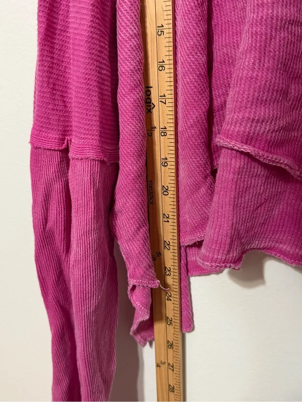 Altar’d State Pink Oversized Long Sleeve Acid Wash Size XL Ribbed Shirt Cotton - Image 9
