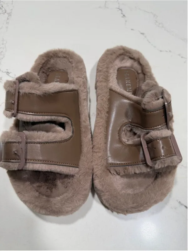 NEW Fuzzy Thick Sole Elevator Slippers Plush Fleece Winter House Shoe 7.5 - Image 2