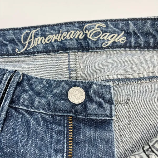 Y2K American Eagle Womens True Boot Jeans Size 6 Low Rise Stretch Indie McBling - Image 9
