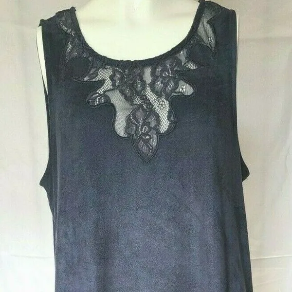 Altar'd State Blue Faux Suede Lace Mini Dress Scallop Hem Boho‎ Festival Largeye - Image 2