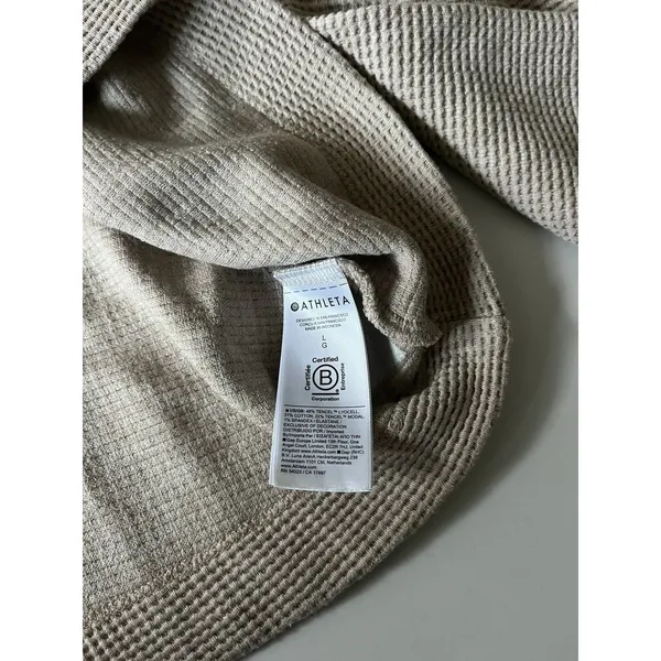 Athleta Waffle Crop Oversized Hoodie Beige Large - Image 5