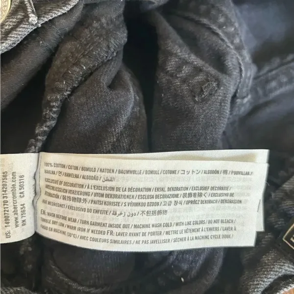 Abercrombie & Fitch Black Distressed Denim Shorts Button Fly Cotton - Image 3