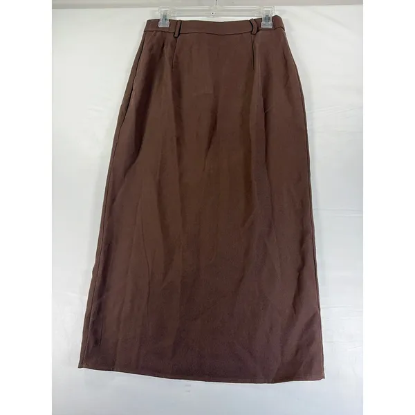 Cider Brown Front Slit Maxi Skirt High Waisted Brown Size Small Quiet Luxury - Image 10