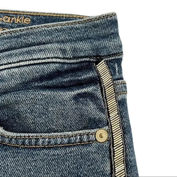 7 For All Mankind Luxe Vintage Skinny Jeans With Metallic Chevron Stripe Size 26 - Image 7