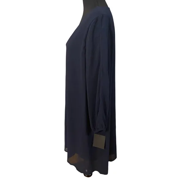 NWT Lulus Classic Holiday Party Dress Flowy Chiffon Navy Cocktail‎ Large - Image 3