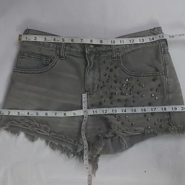 Free People Gray Golden Hippie Studded Embellished Shorts N/S Festival Cowgirl - Image 3