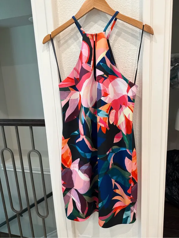 Trina Turk NWT Tropical Floral Halter Shift Dress Size 6 Resort Vacation - Image 5