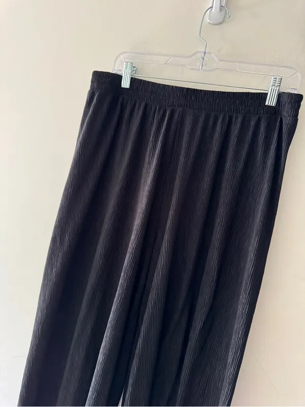 Bailey 44 Black Ribbed Wide Leg‎ Elastic Waist Pull On Pants - Image 2