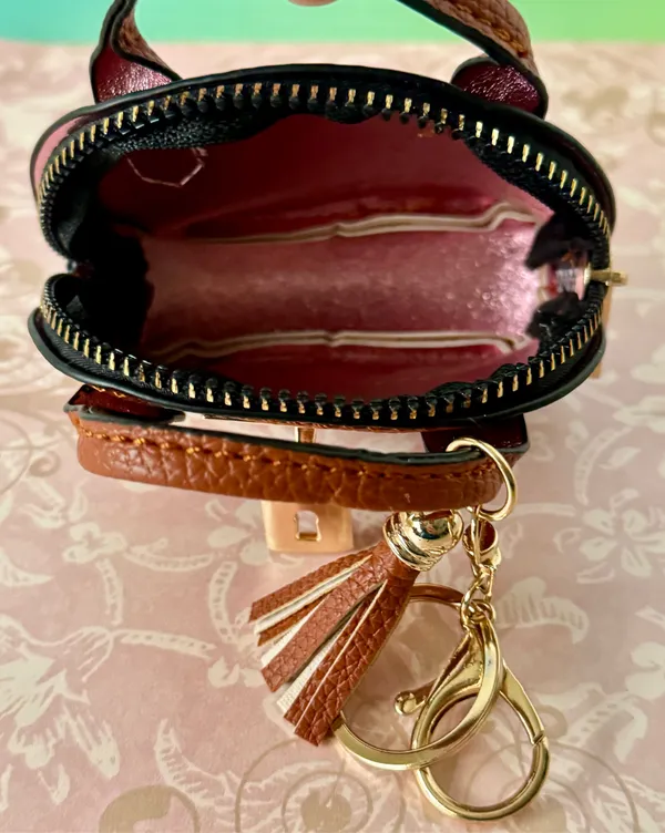 Mini Handbag Keychain Brown - Image 3