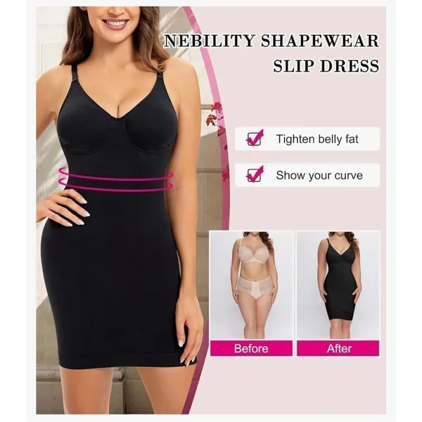 NEW Underwire Shapewear Dress Full Slip Tummy Control L - Image 3