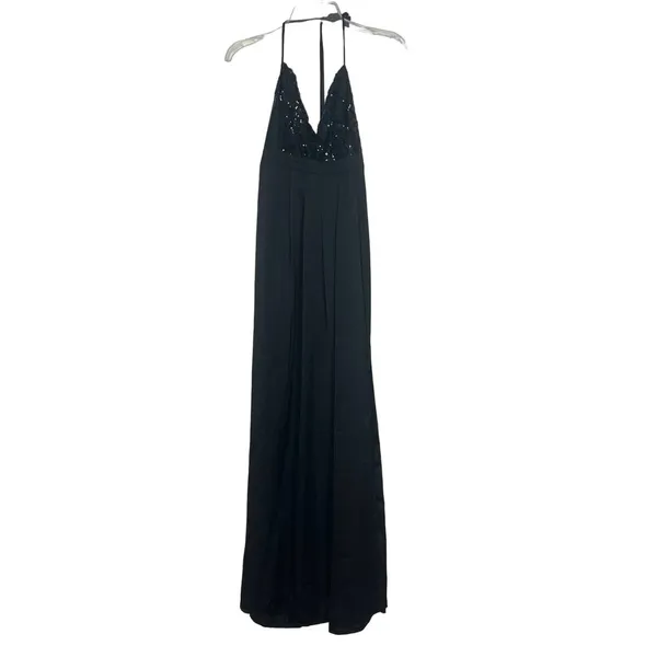 Love Couture Halter Beaded Babydoll Black Maxi Dress Size XS - Image 2